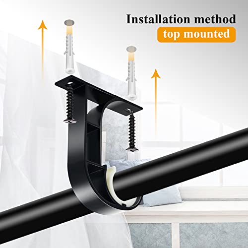 Heavy Duty Ceiling Curtain Rod Brackets for 1 Inch Rods, 4 Pack