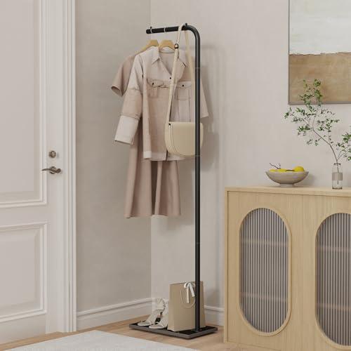 Freestanding Metal Coat Rack with Stable Rock Base, 70.8-Inch L-Shaped Stand