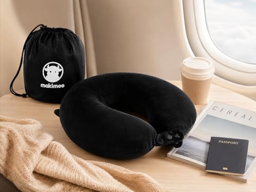 Memory Foam Travel Neck Pillow with Adjustable Support - Soft & Compact