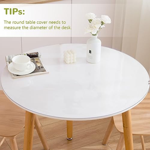 42-Inch Round Clear Table Protector, 1.5mm Thick Waterproof PVC Cover