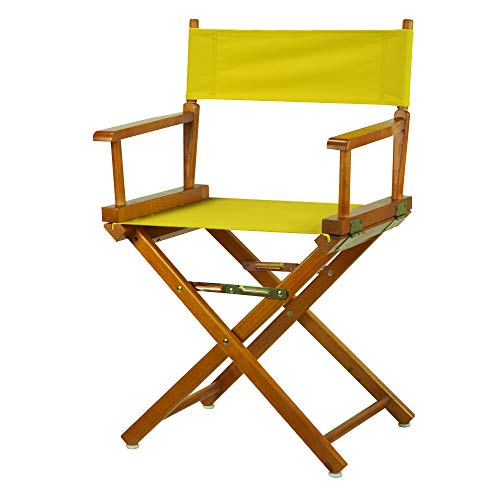 Solid Wood Director's Chair, Foldable Portable Seat with Yellow Canvas