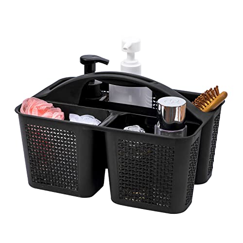 Plastic Portable Shower Caddy Basket with Handle and 3 Compartments