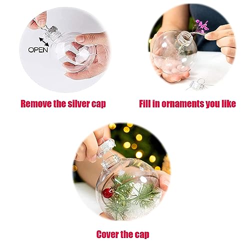 Clear Plastic Fillable Ornaments - 80mm DIY Christmas Baubles (10 Pack)