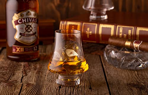LUXBE Set of 4 Crystal Bourbon Whisky Glasses - Narrow Rim Tasting Glass 9oz