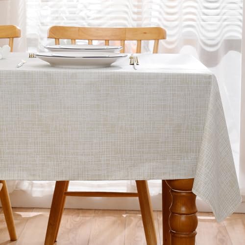 Heavy Duty Vinyl Tablecloth with Flannel Backing - Waterproof Wipeable Cover