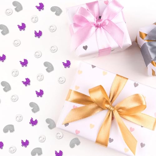 MINiyeLY 120pcs Little Nightmare Confetti Halloween Baby Shower Table Scatter, Purple Skeleton Carriage