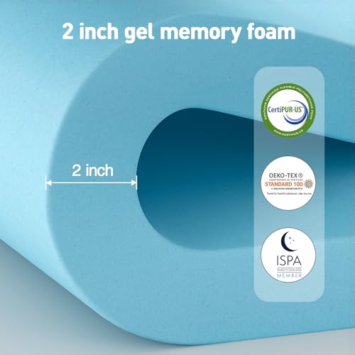 VALUXE 3 Inch Memory Foam Mattress Topper Twin XL - Dual Layer Cooling Gel Pad