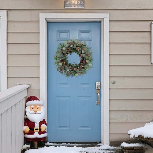 24-Inch Christmas Wreath with Red Berries, Pine Cones, and Eucalyptus Leaves