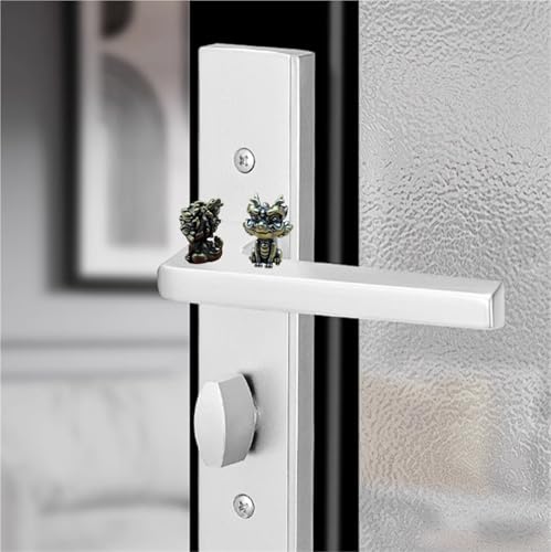 3-Piece Magnetic Brass Kylin Door Hinge Toppers Decorative Figurines