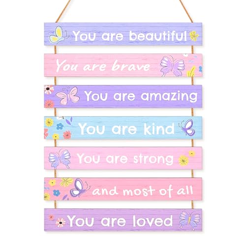 Inspirational Wooden Wall Plaque Set for Girls Bedroom Decor