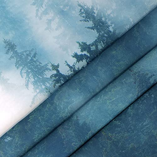 Green Foggy Forest Wall Tapestry - Misty Pine Woodland Decor (80" x 60")