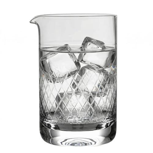 30 oz Crystal Cocktail Mixing Glass with Spout, Diamond Cut Design