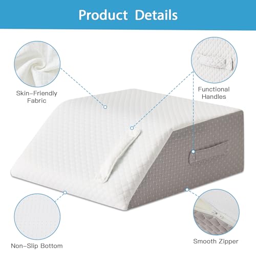 MEGCXIT Memory Foam Leg Elevating Wedge Pillow for Swelling & Recovery