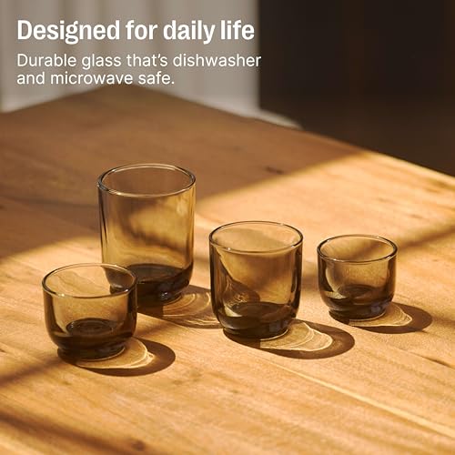 Fellow Pirch Cortado Glasses 4.5 oz Smoke Set of 2 - Weighted Soda Lime Glass Coffee Cups