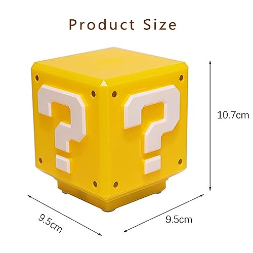 Question Block LED Night Light with Sound Effects, Rechargeable Desk Lamp