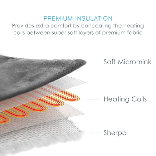 Plush Electric Heated Throw Blanket, 50" x 60" with 4 Heat Settings