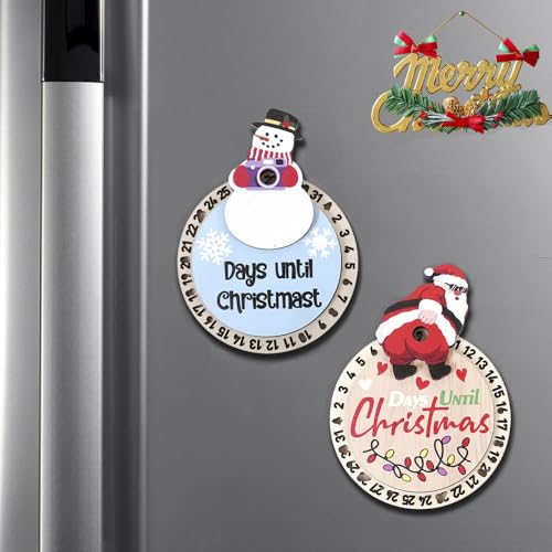 Christmas Fridge Magnets - Wooden 3D Countdown Set (2 Pcs) Style 11