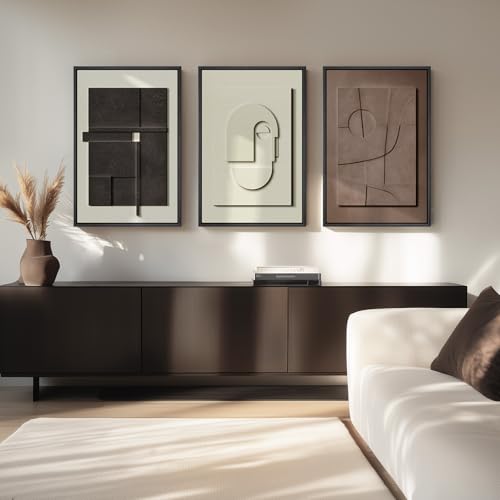Cuspin 3-Piece Large 3D Framed Abstract Wall Art Set Modern Neutral Decor