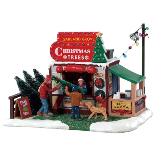 Lemax Garland Grove Tree Lot - Holiday Village Accessory, 7.83 inches