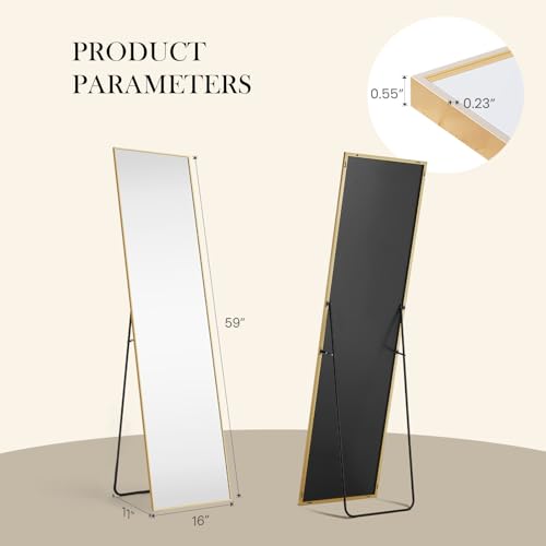 Full Length Floor Mirror with Stand – Shatter-Proof Leaning & Wall Mirror