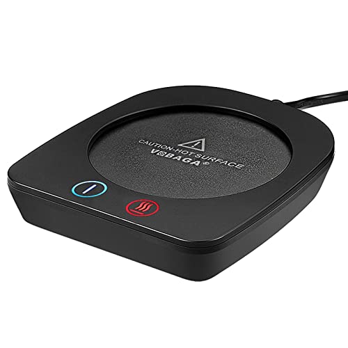 VOBAGA Black Mug Warmer for Office Desk - Keep Beverages Warm, 3 Temp Settings