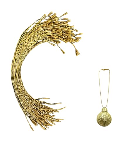 BEAUTOPE 200Pcs Christmas Ornament Hangers Snap Locking Ropes Gold