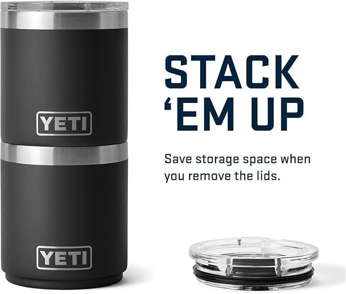 YETI Rambler 10 oz Stackable Lowball 2.0, Vacuum Insulated, Stainless Steel with MagSlider Lid, Black
