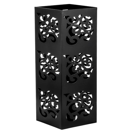 Metal Umbrella Holder Stand for Entryway, Square Hollow Design Rack
