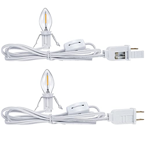 Hiboom 2-Pack Christmas Village Lights Cord with On/Off Switch & Spare Fuse