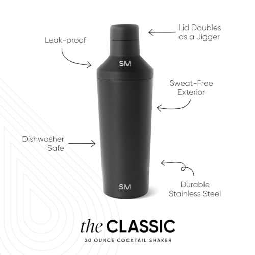 Simple Modern Midnight Black Insulated Cocktail Shaker Set with Jigger & Lid