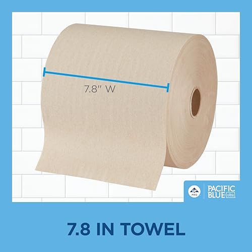 Commercial High-Capacity Recycled Paper Towel Rolls - 8" Brown, 6 Pack