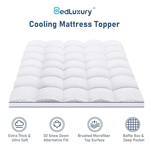 Extra Thick Queen Mattress Topper with Cooling Plush Pillowtop
