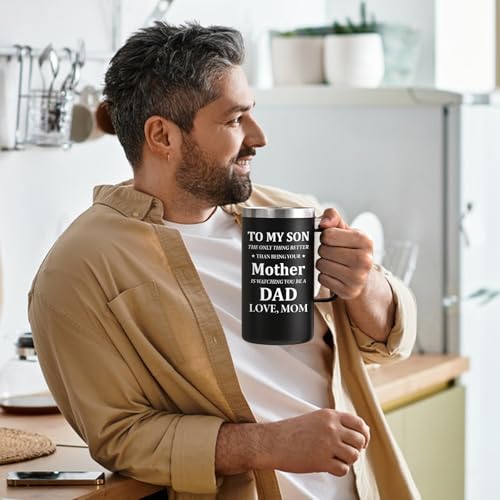 Lifecapido 20oz Insulated Coffee Mug with Keychain - Father's Day Gift for Son, Black