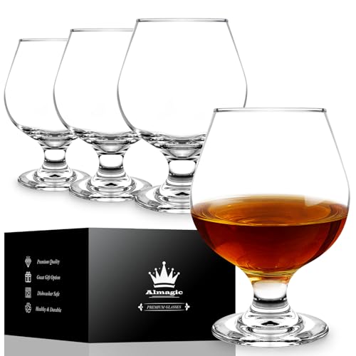 Almagic 11 oz / 330 ml Brandy Snifter Glasses Set of 4 – Lead-Free, Durable, Elegant Drinkware