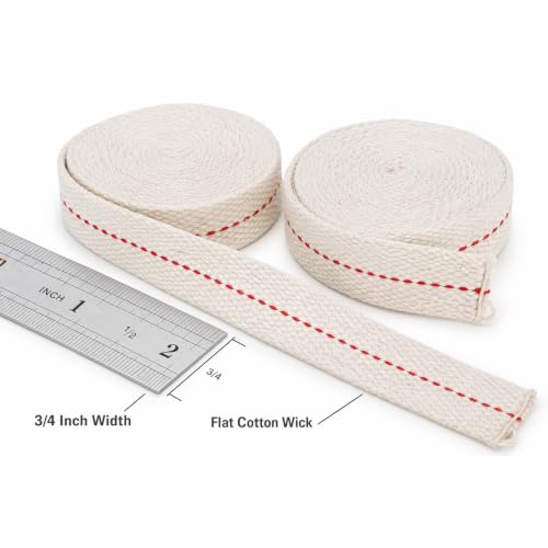 3/4 Inch Flat Cotton Oil Lamp Wick - 2 Rolls, 13 Feet Total