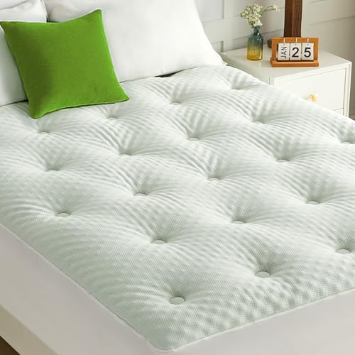 Queen Mattress Topper - Reversible Egg Crate Memory Foam Pad, Waterproof, Deep Pocket 21"
