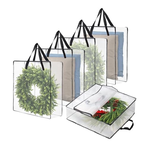 5-Pack 26-Inch Wreath Storage Bags 95L Holiday Container