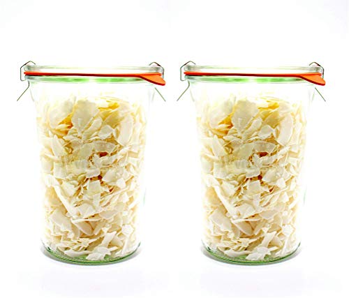 Wide Mouth Glass Mold Canning Jars with Lids and Clamps - 3/4 Liter, Set of 2