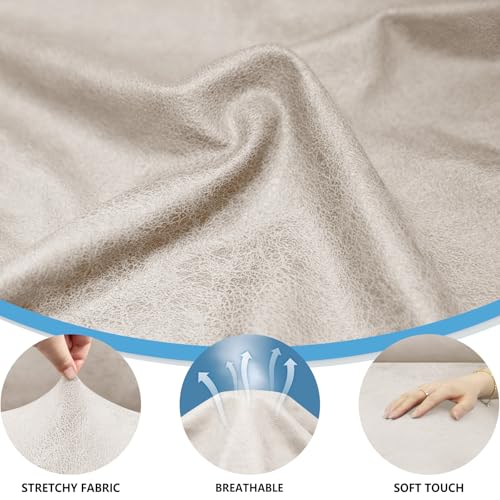 Stretchable Recliner Chair Covers - 4-Piece Leather Look Slipcovers