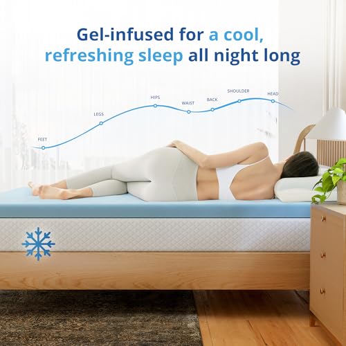 EGOHOME 2 Inch Queen Memory Foam Mattress Topper - Cooling Gel Infused
