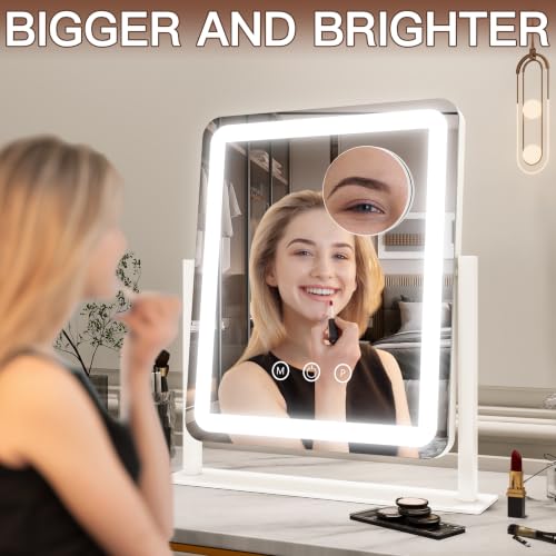 FENNIO Vanity Mirror with Lights - 15"x12.6" LED Lighted Makeup