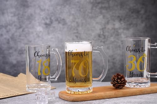 70th Birthday Beer Glass - 18 Ounce Cheers to 70 Years Anniversary Gift