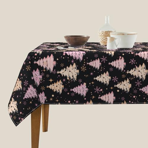 Pink Xmas Winter Tree Square Tablecloth 54 Inch for Party & Picnic - Granbey