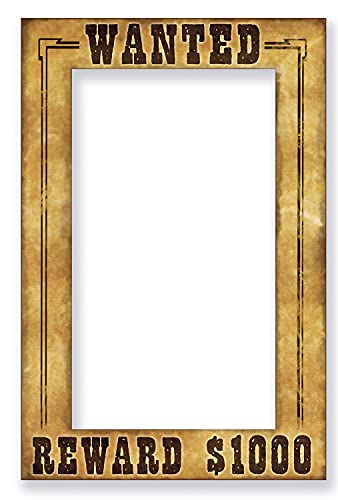 Western Wanted Photo Booth Prop Frame - 15.5" x 23.5" Cardstock Party Decor
