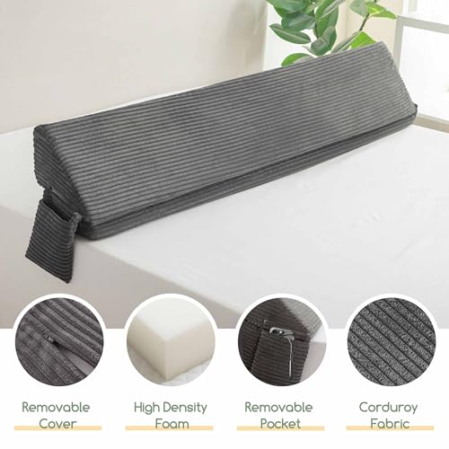 King Size Wedge Pillow for Bed Gap Filler - Adjustable Foam Support (Grey 76"x11"x9")