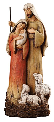 Avalon Gallery Holy Family with Lambs Figurine 12-inch Nativity Scene - Religious Home Decor