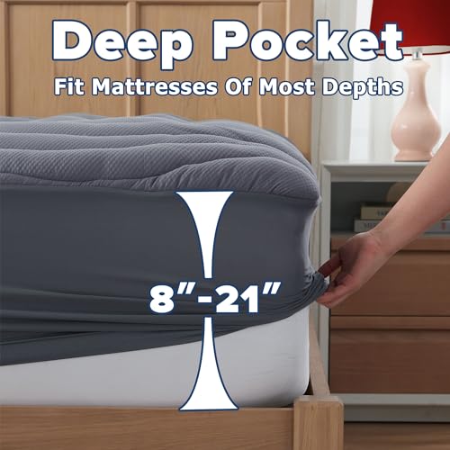 Queen Mattress Pad for Back Pain Relief - Cooling Quilted Topper