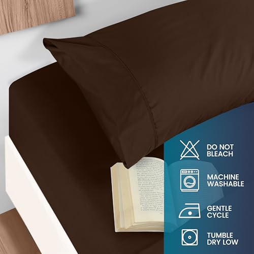 Utopia Bedding Queen Sheet Set - Brushed Microfiber - Soft Bed Sheets for Queen Size Bed Set - Includes 1 Fitted, 1 Flat, & 2 Pillow Cases - Deep Pocket (Brown)