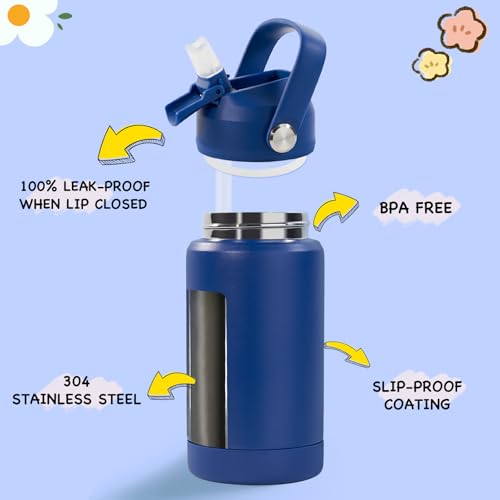 12oz Kids Stainless Steel Insulated Water Bottle with Straw, Leakproof