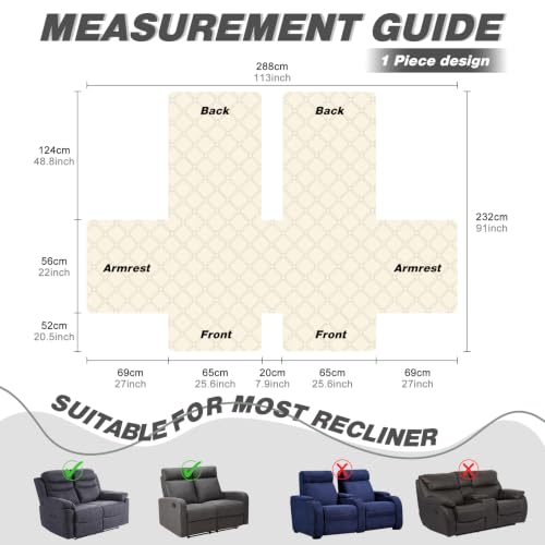 Waterproof Loveseat Recliner Cover - Reversible, Durable & Washable